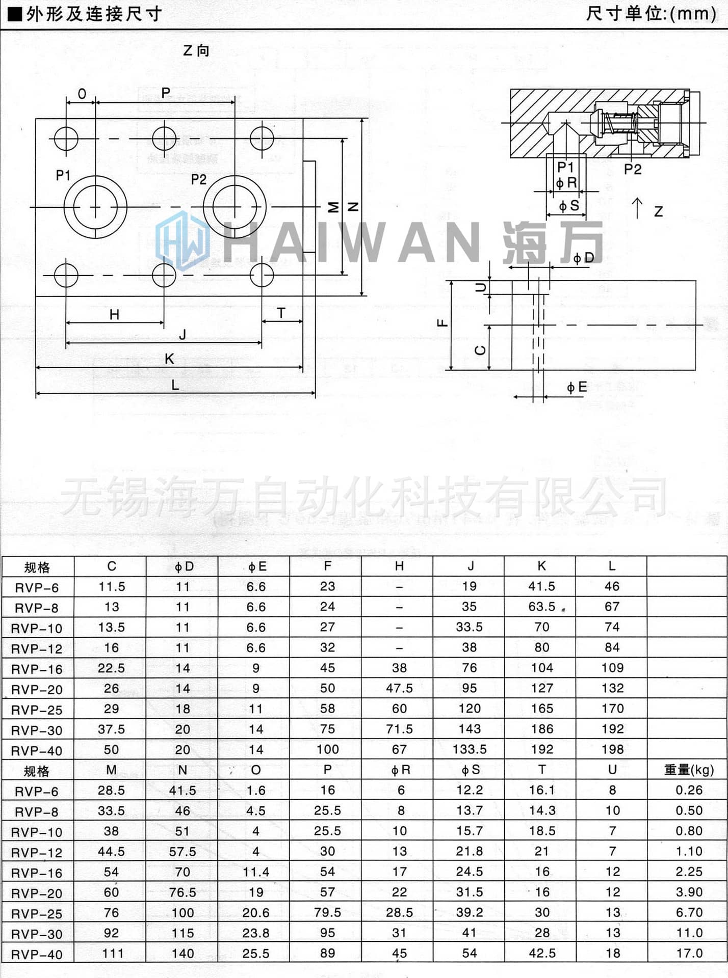 RVP型单向阀_外形_连接尺寸图