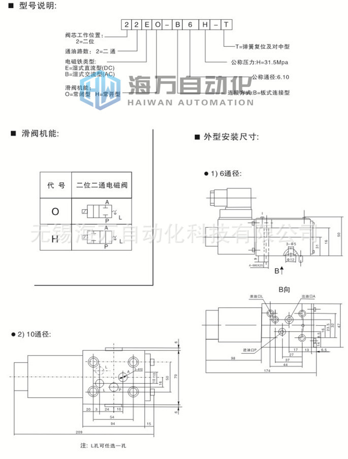 电磁换向阀-型号与尺寸