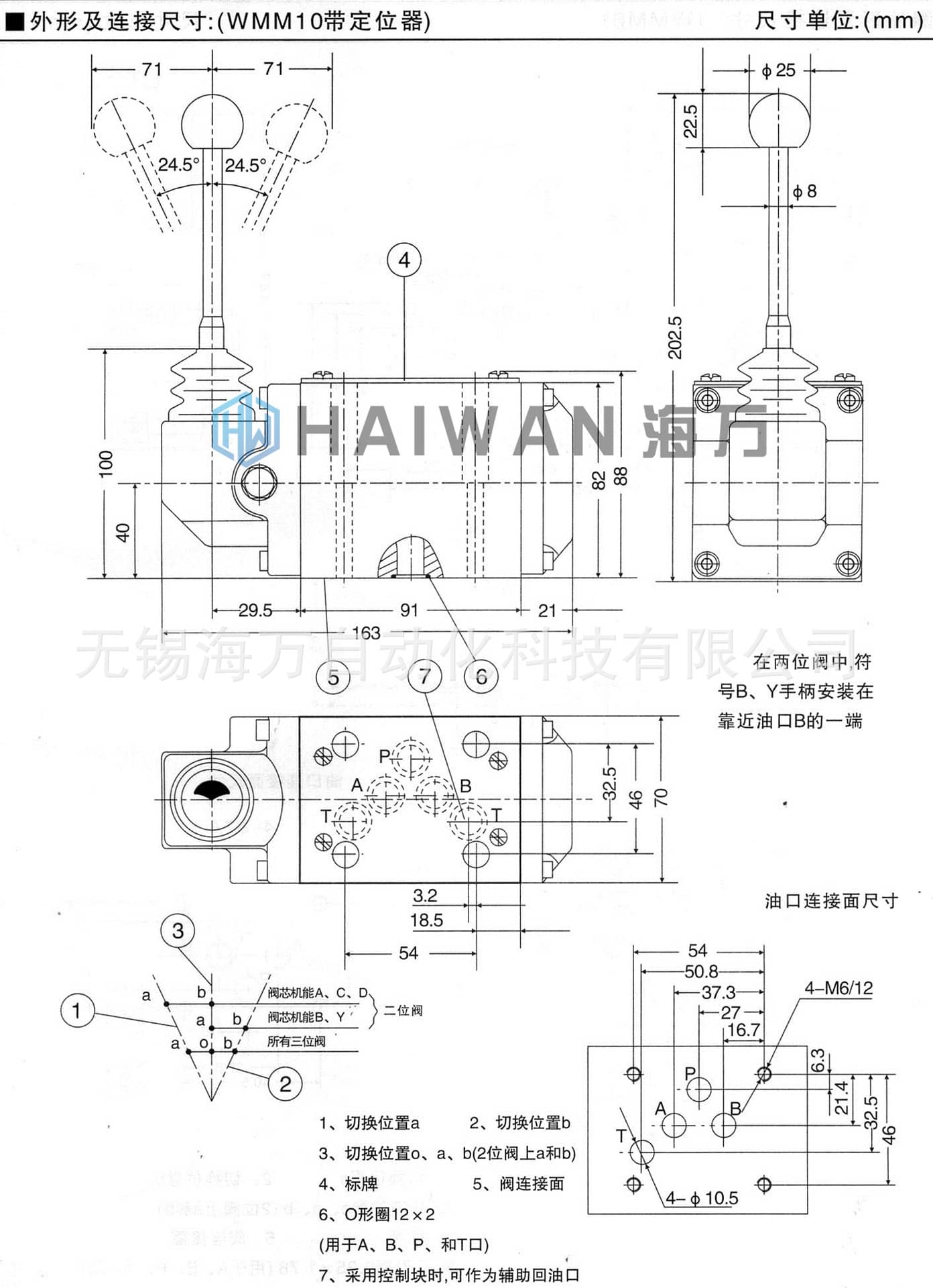 WMM10型手动换向阀_产品尺寸图(带定位器)